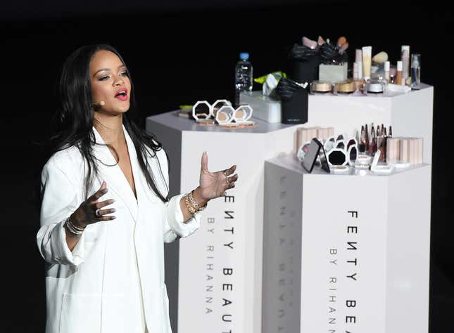 SEOUL, SOUTH KOREA - SEPTEMBER 17: Rihanna attends the launch of her new brand ‘Fenty Beauty’ at Lotte Cinema World Tower on September 17, 2019 in Seoul, South Korea.